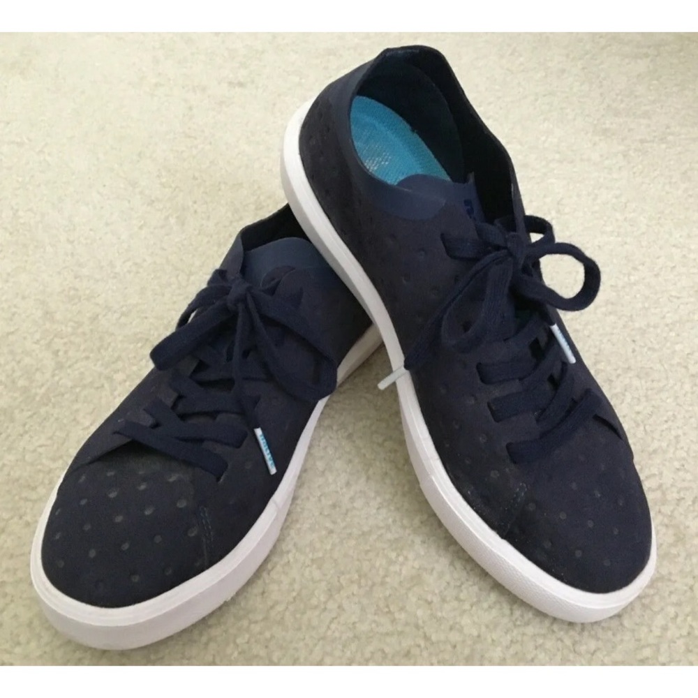 Native Shoes Blue Shell Monaco Low Regatta No Perforated Women Size 5 Euro 37